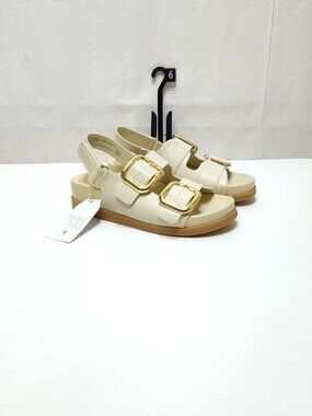 Time And Tru Dad Buckle Slingback Sandal Size 6 Bone Color Adjustable Strap NWT